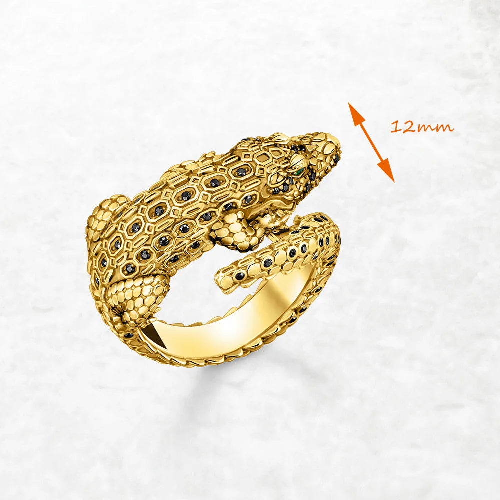 Yellow Gold Plated Crocodile Ring