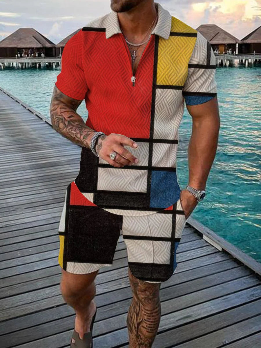 Casual Trend Print Slim Fit  T-shirt & Shorts