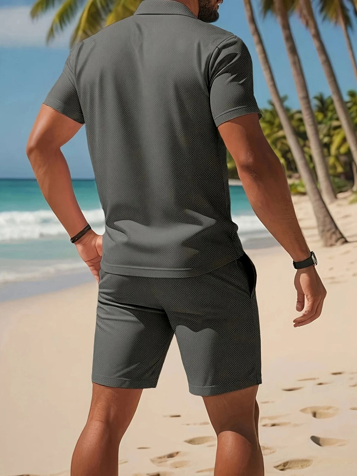 mesh lapel Shorts & top