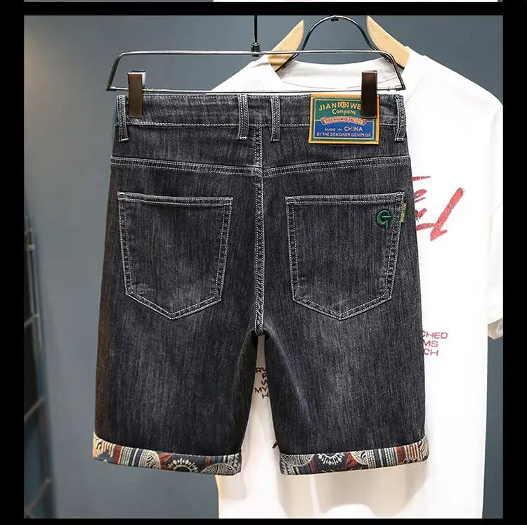 Embroidered Denim Shorts