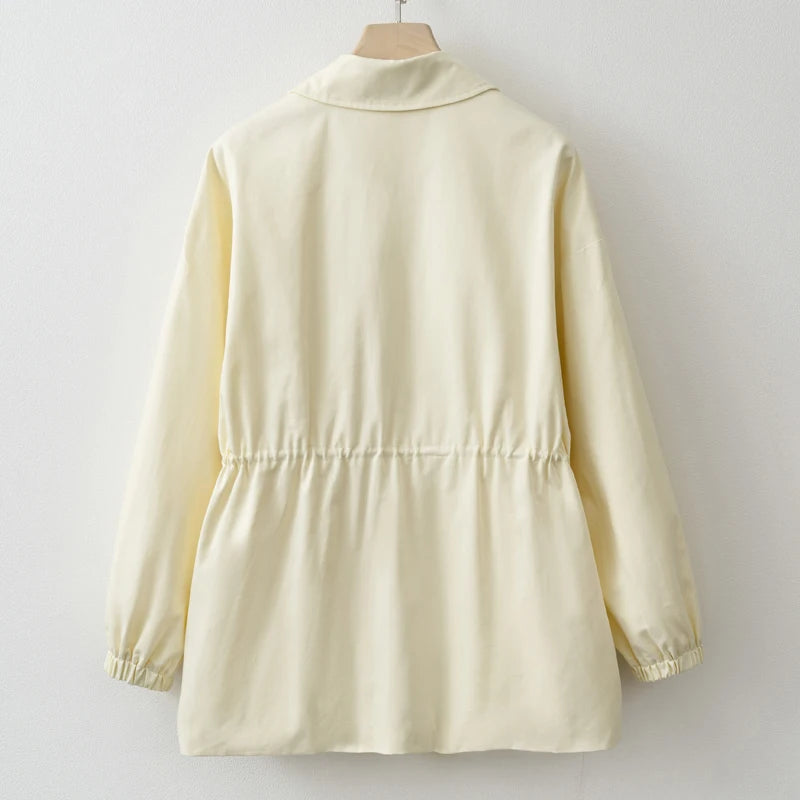 Yellow Adjustable waist Zip Jacket