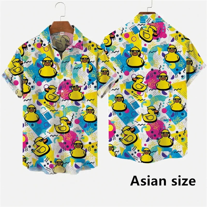 Hawaiian 3D Print Cartoon Cute Duck Shirt