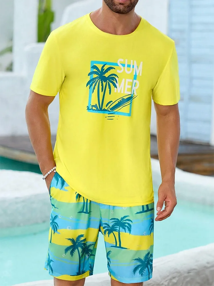 Hawaiian Beach Printed  T-shirt & shorts set