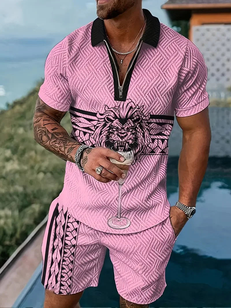 Zipper Polo 3D Printed  POLO Shirt & Shorts