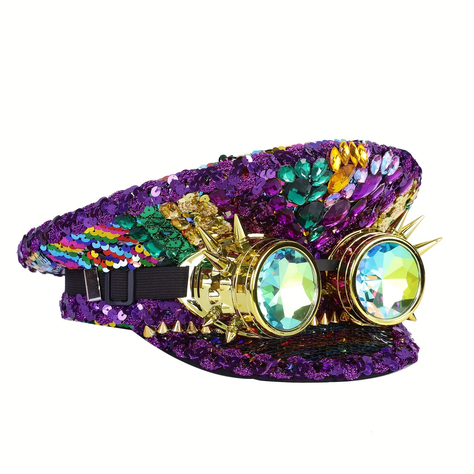 Vibrant Rainbow Steampunk Captain Hat