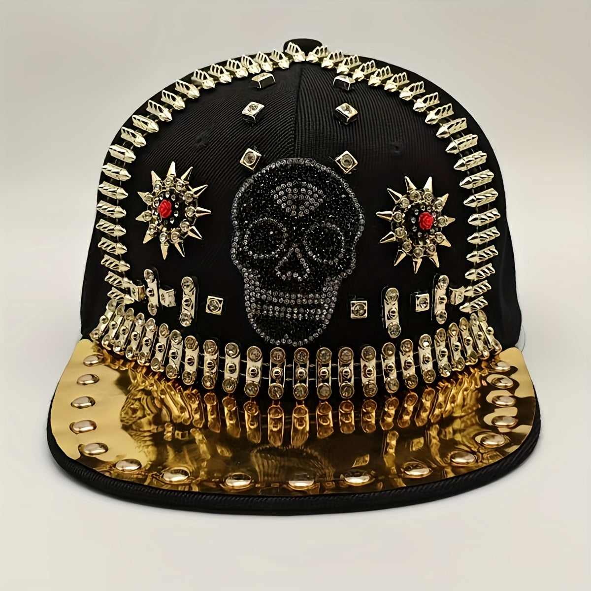 Shiny Rhinestone Skull Baseball Cap