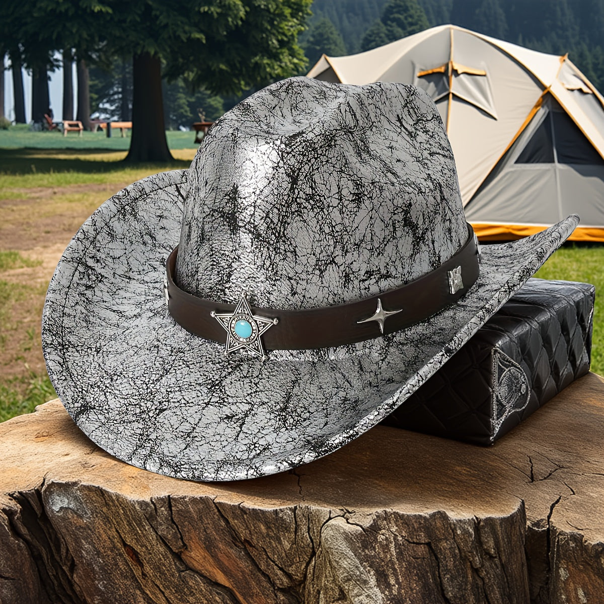 Leather Texture Retro Felt Hat Cowboy Hat