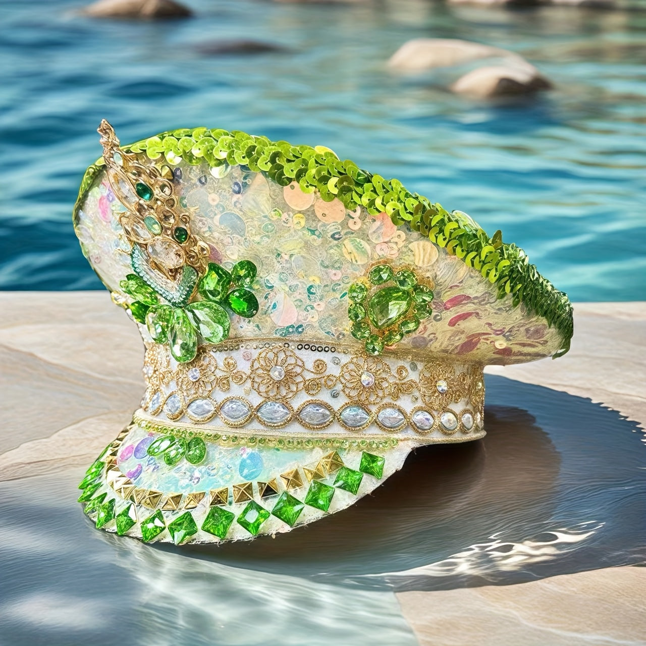 Festive Rhinestone Captain'S Hat