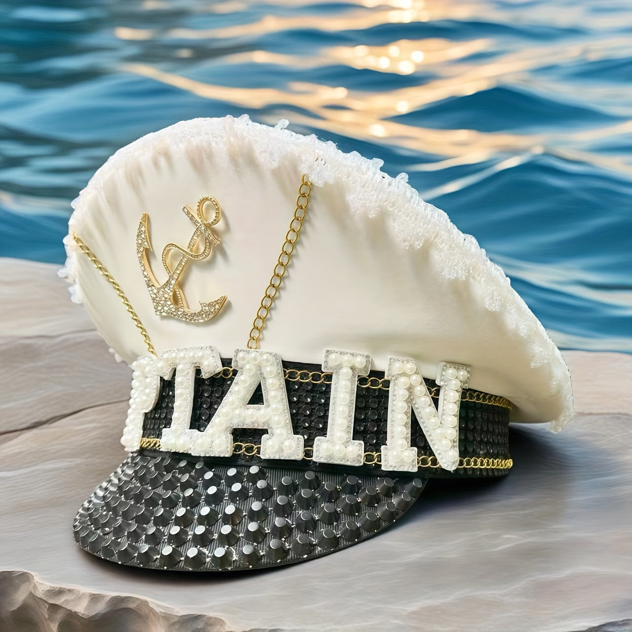 Rhinestone Military Captain Hat