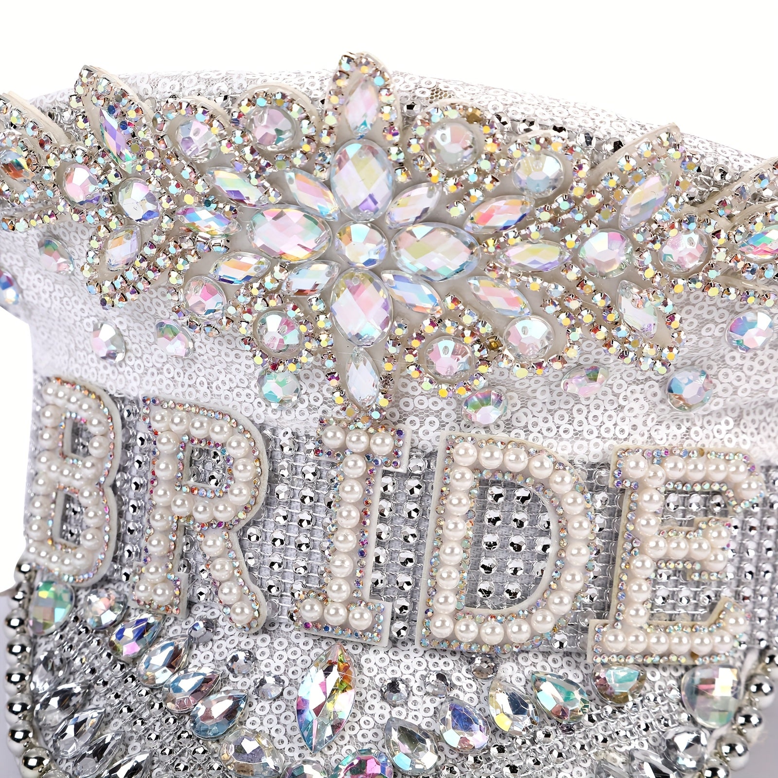 Elegant White Sparkling Bride's  Hat