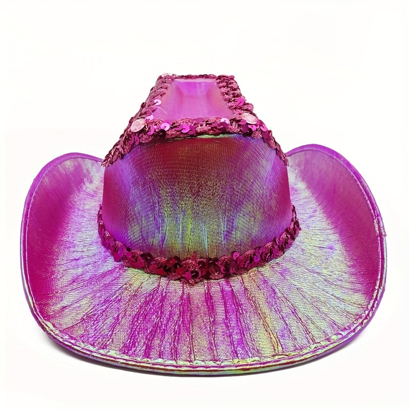 Handmade Luxury AB Color Lace Rhinestone Cowboy Hat