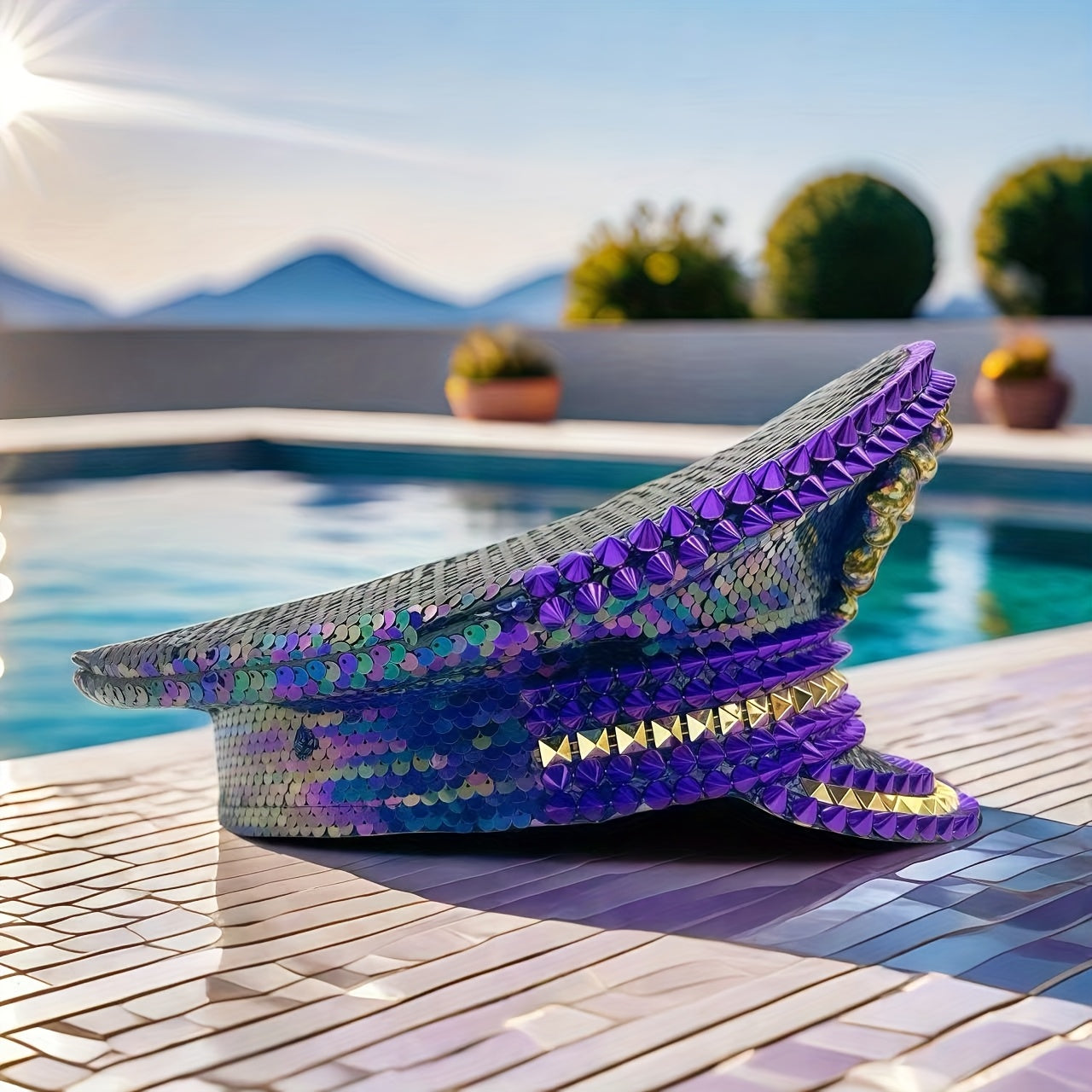 Steampunk Purple Glitter Captain Hat