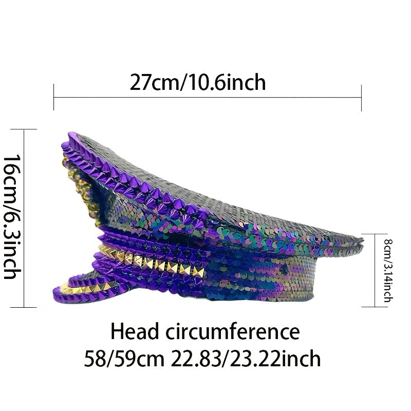 Steampunk Purple Glitter Captain Hat