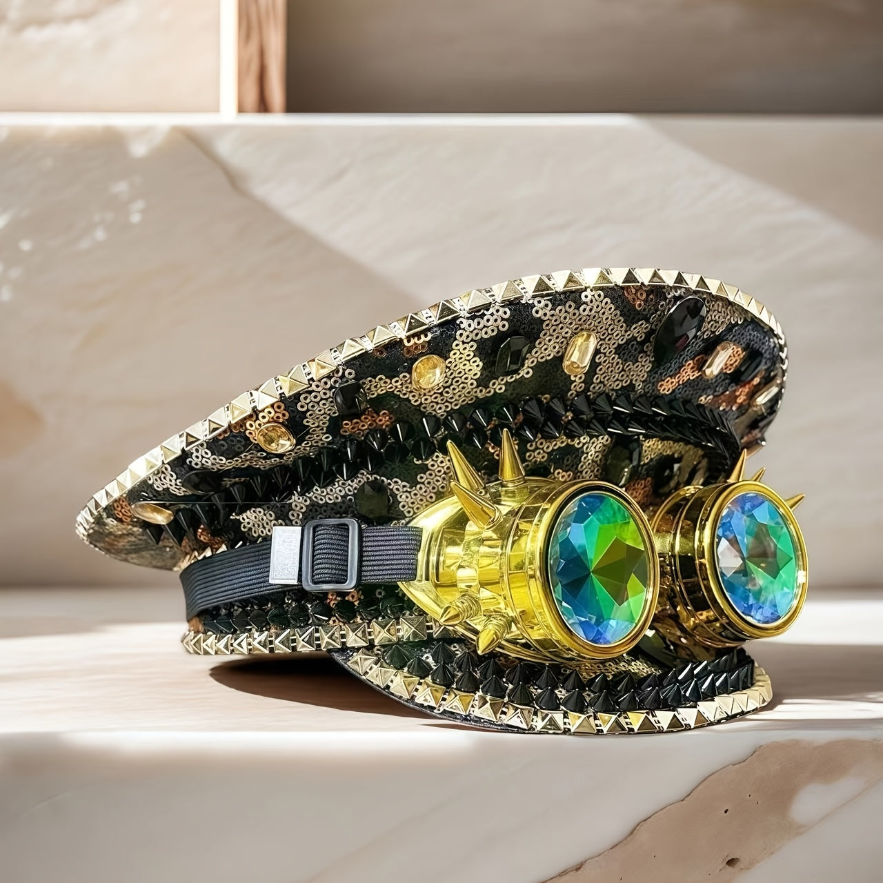 HONGLUAN Steampunk Rhinestone Captain Hat