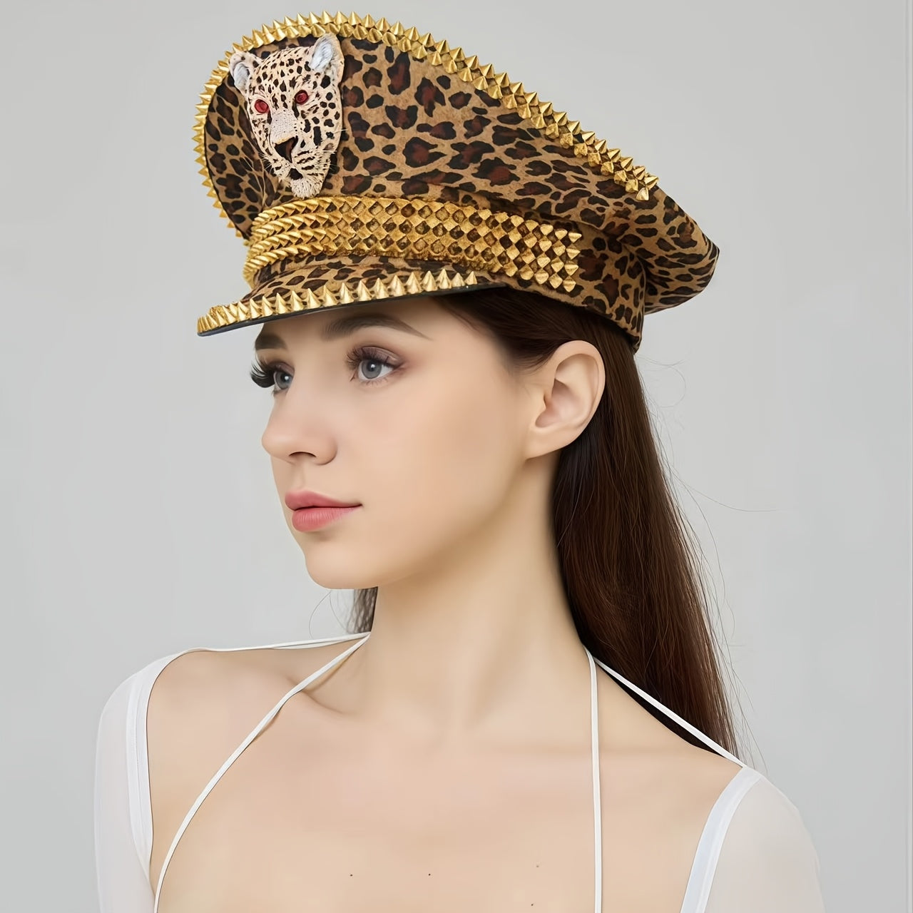 Leopard Print Captain Hat