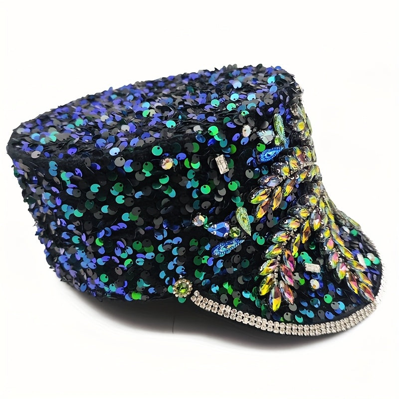 Luxurious Velvet Sequin Captain Hat