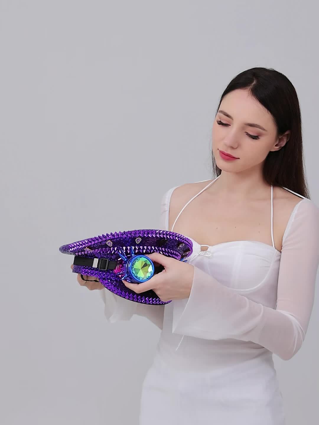 Purple Steampunk-Style Decorative hat & Goggles