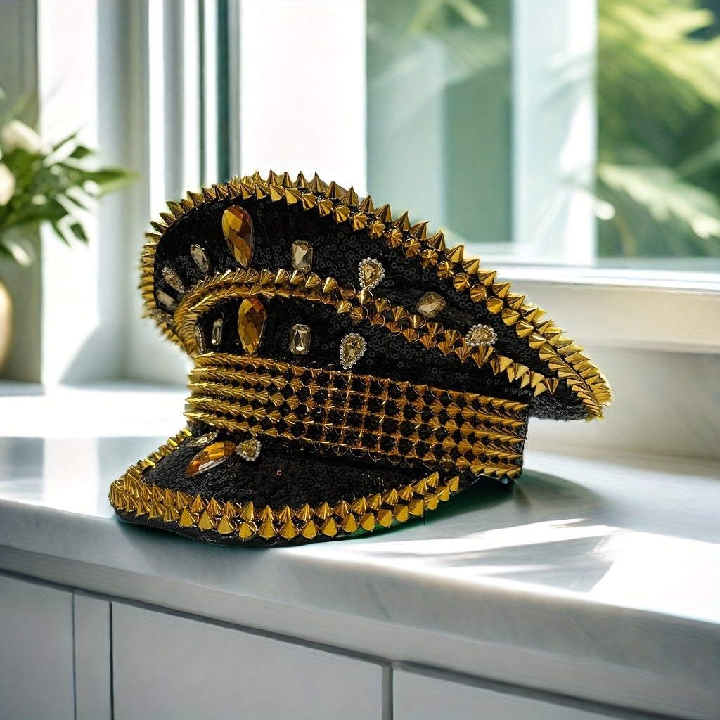 Punk Studded Navy Hat