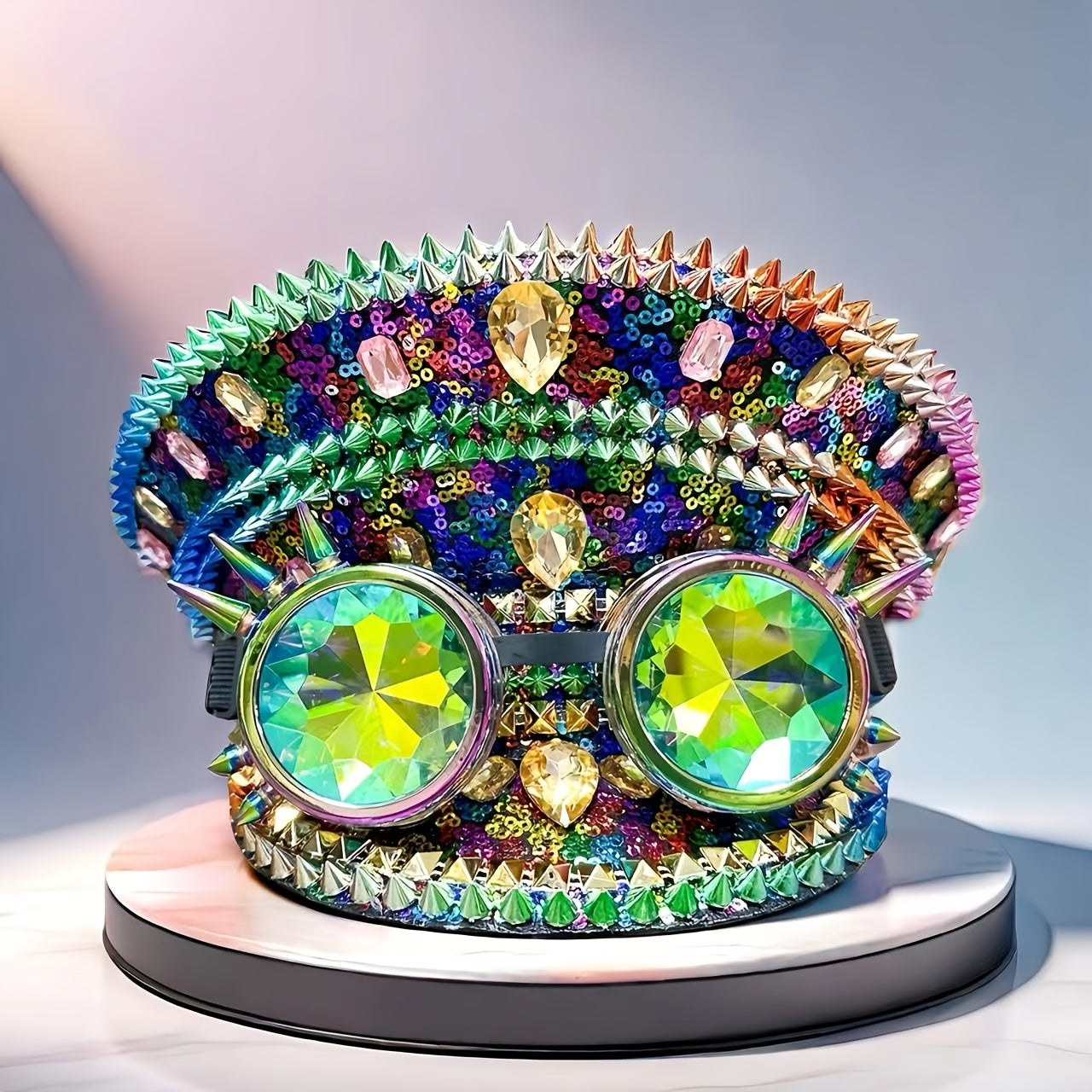 Steam Punk Sequin Captain Hat with goggles