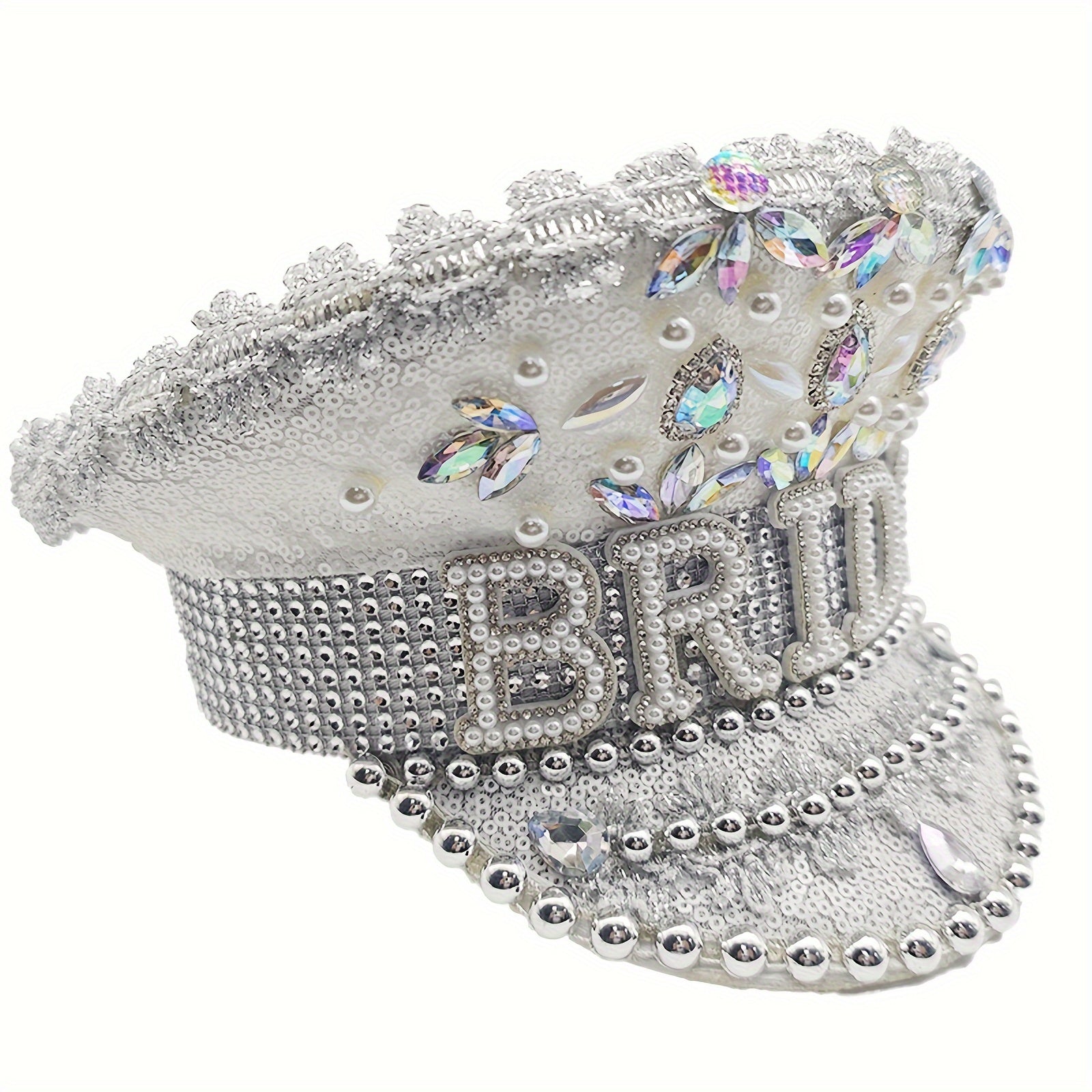 Elegant White Sparkling Bride's  Hat