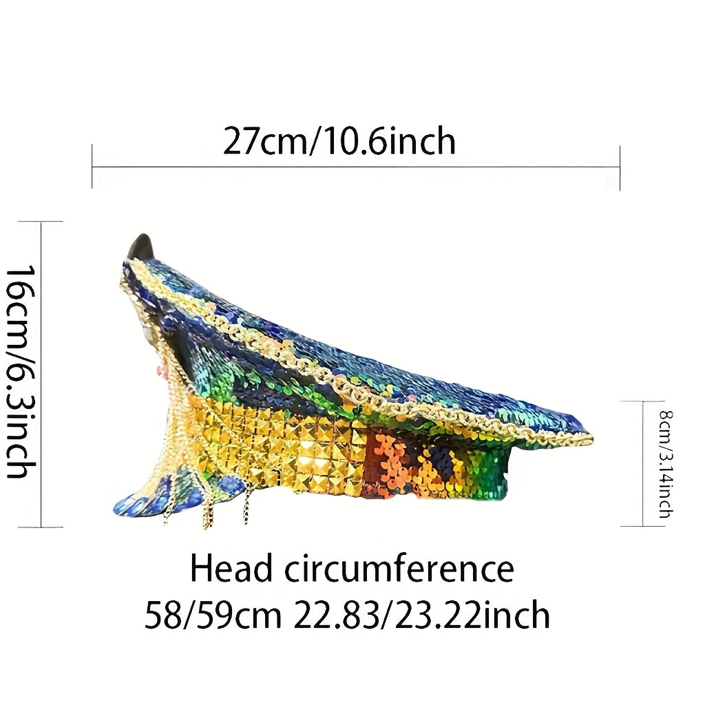 Sparkly Rhinestone Military Captain Hat