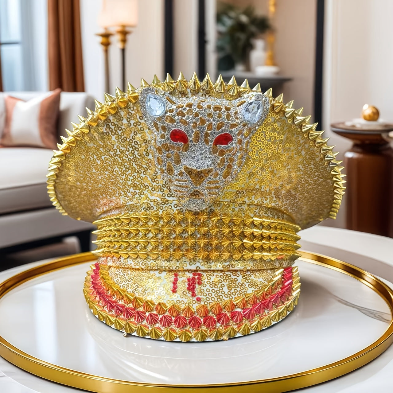 Luxurious Golden Leopard Badge Captain Hat