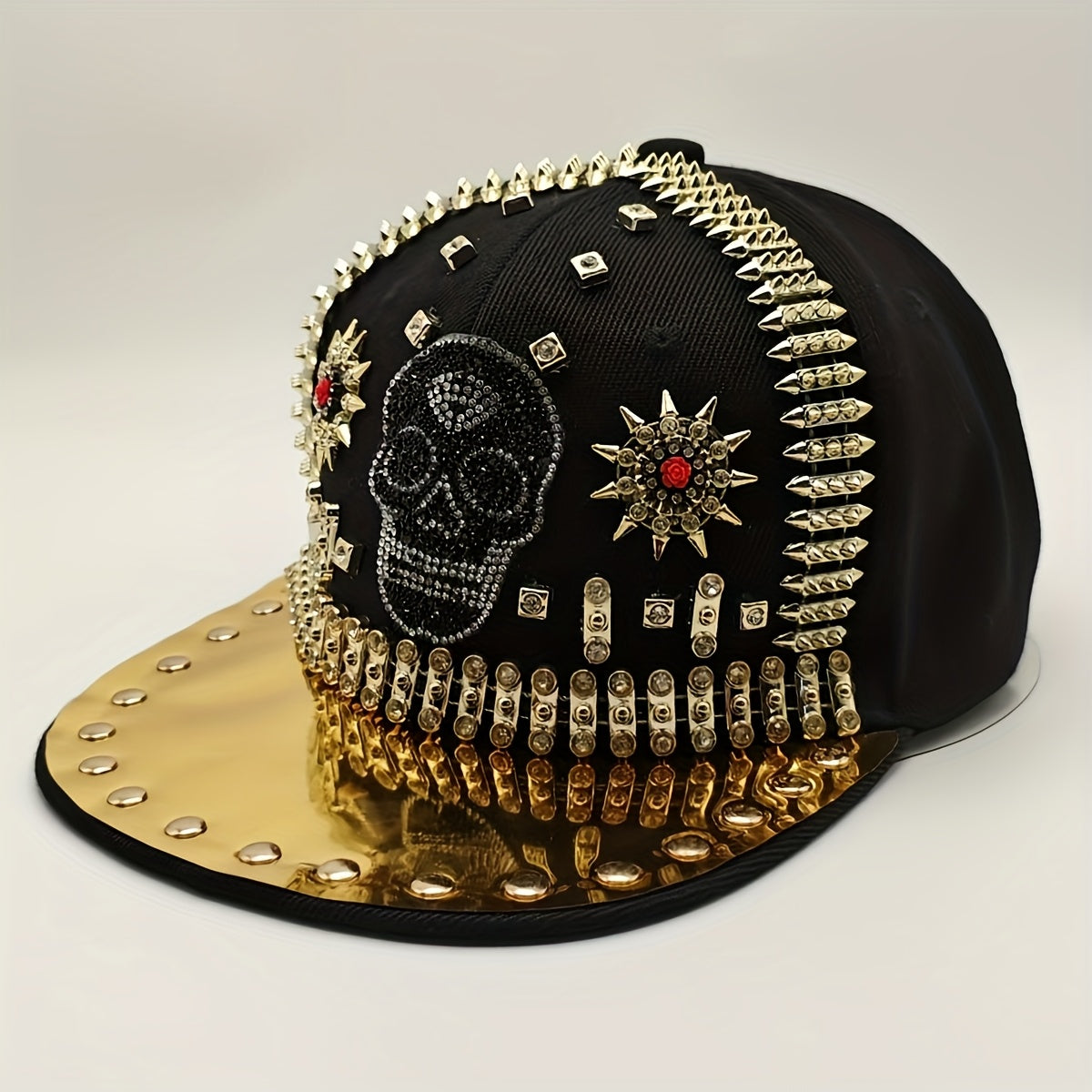 Shiny Rhinestone Skull Baseball Cap