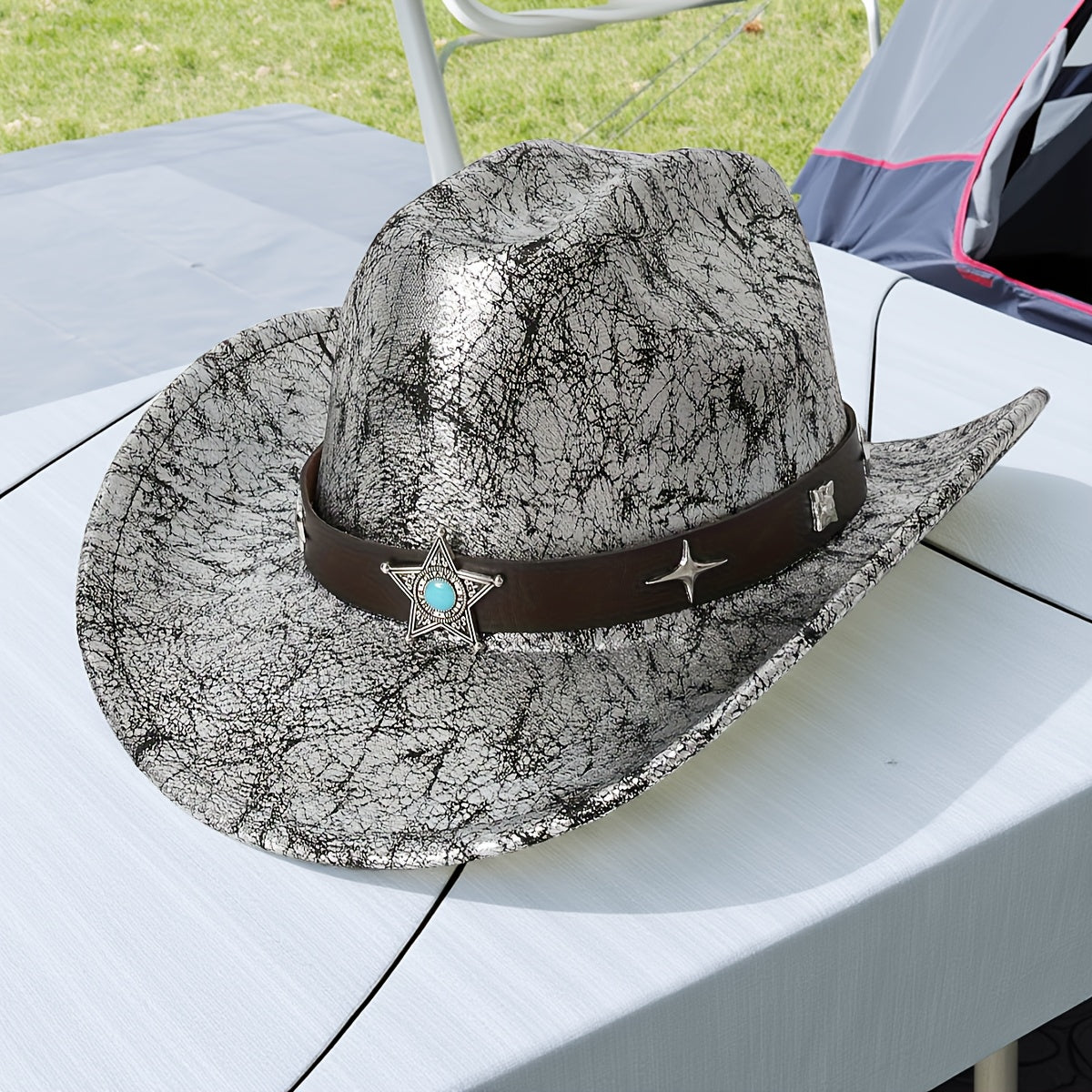Leather Texture Retro Felt Hat Cowboy Hat