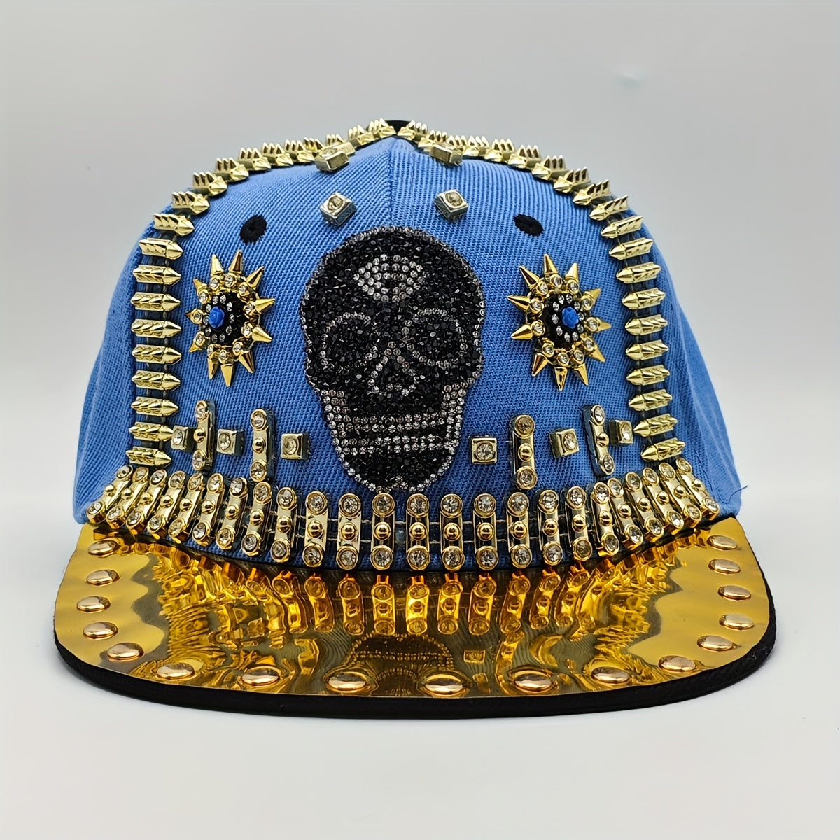 Shiny Rhinestone Skull Baseball Cap