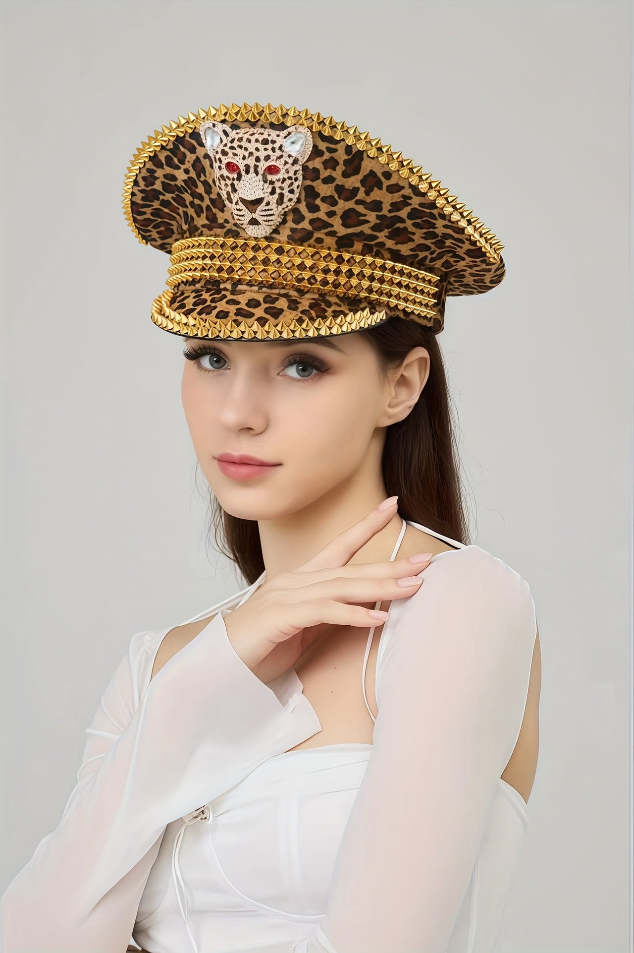 Leopard Print Captain Hat