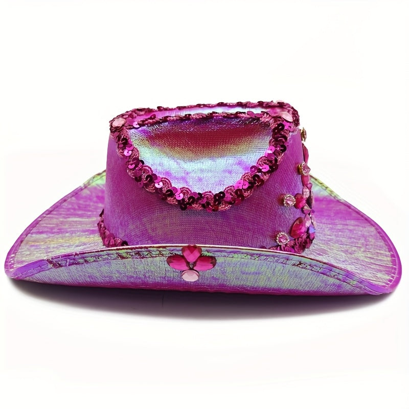 Handmade Luxury AB Color Lace Rhinestone Cowboy Hat