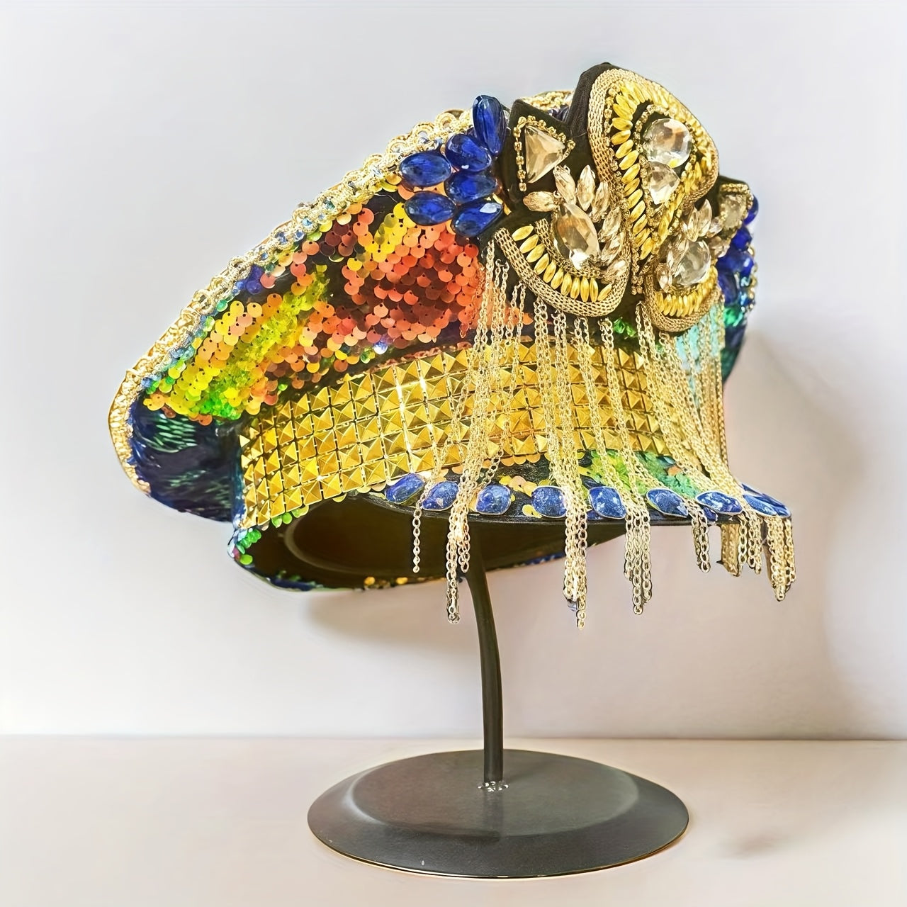 Sparkly Rhinestone Military Captain Hat