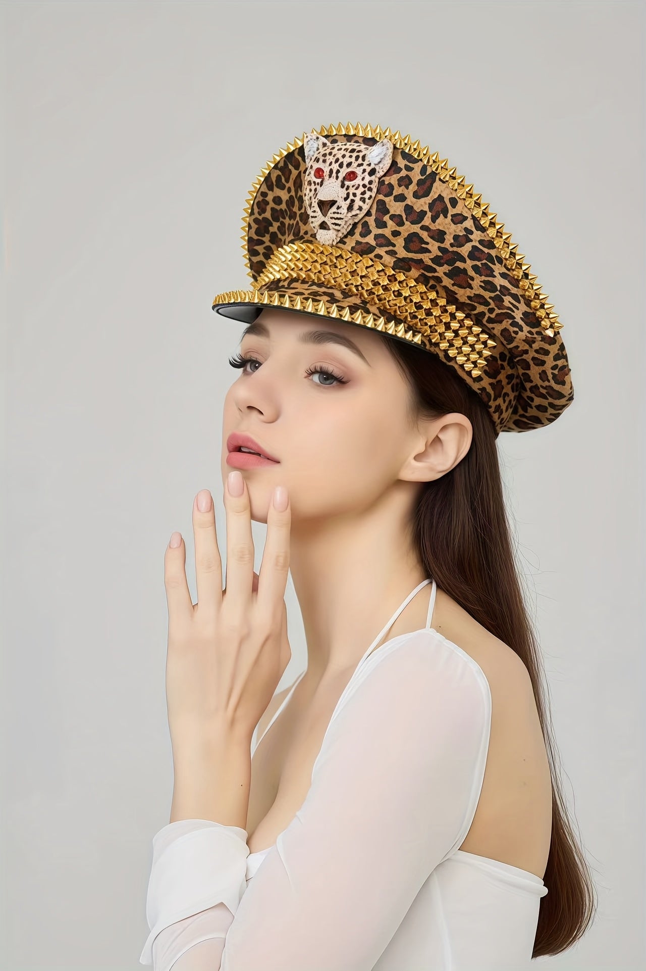 Leopard Print Captain Hat