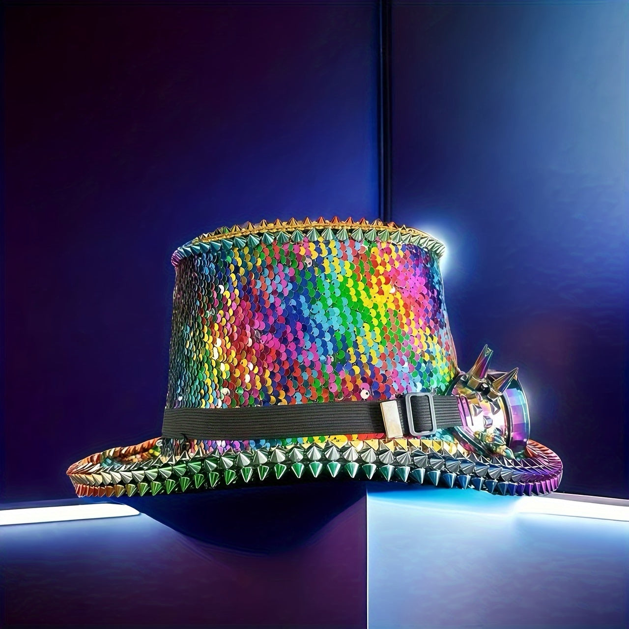 Steampunk Rainbow Top Hat with Goggles