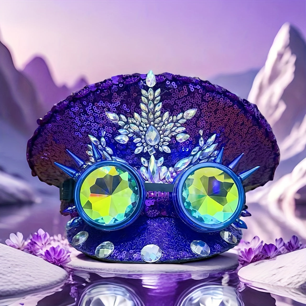 purple Steampunk Party Hat & goggles