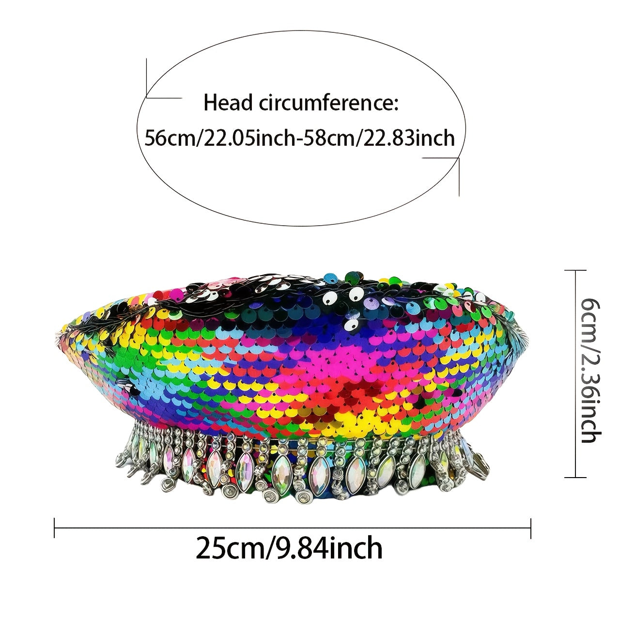 HONGLUAN Sparkling Multicolor Sequined Beret Hat