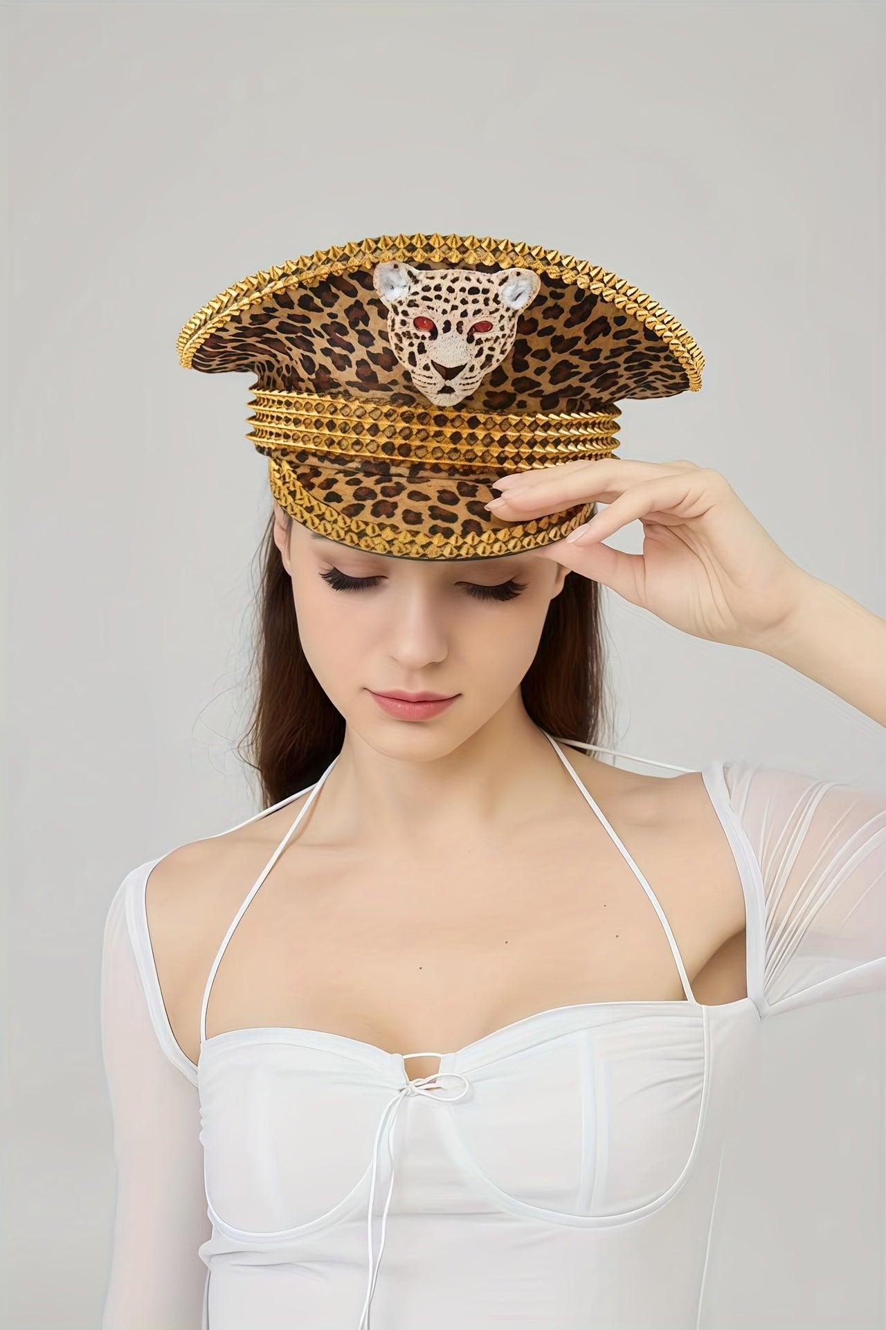 Leopard Print Captain Hat