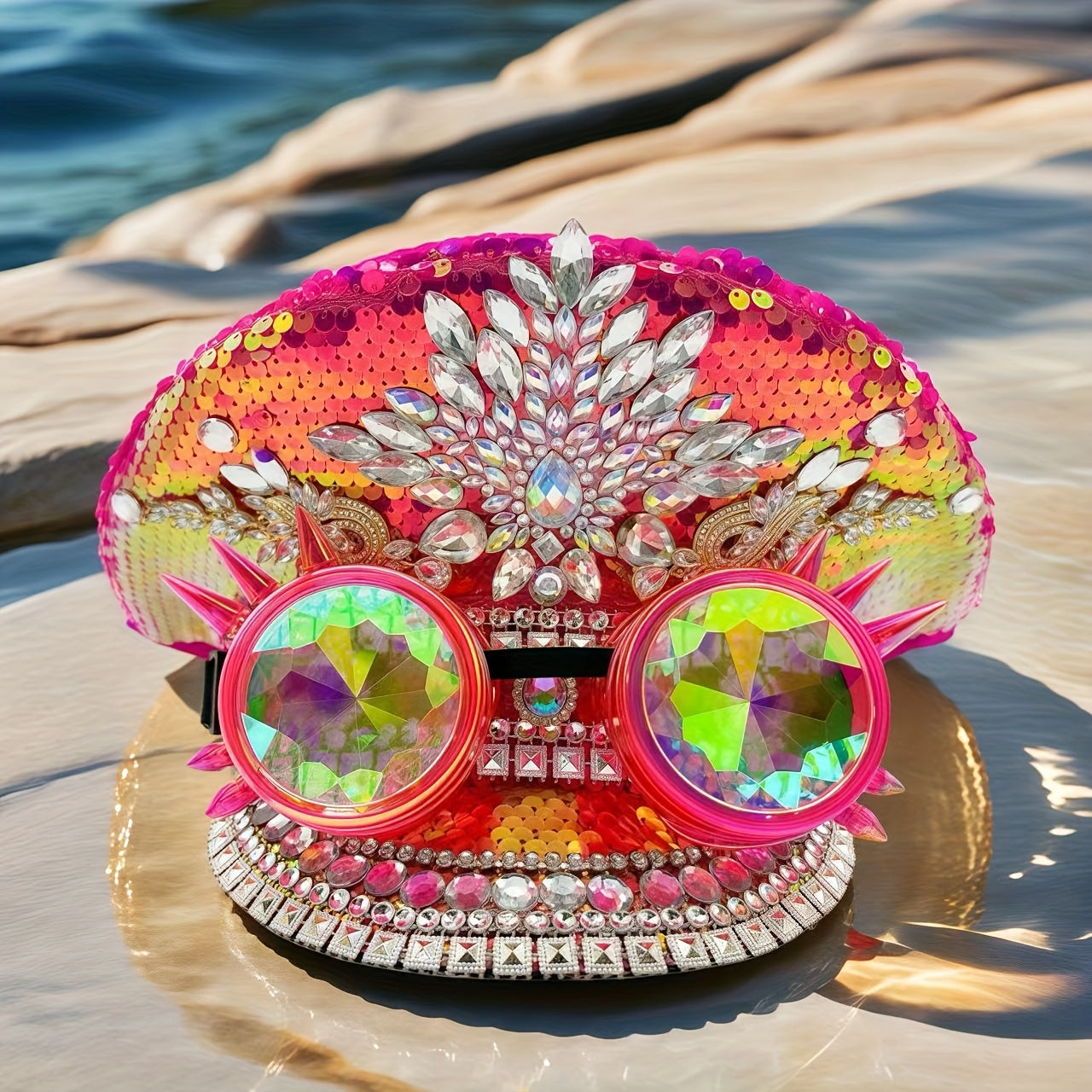 HONGLUAN Steampunk Bling Captain Hat with Goggles