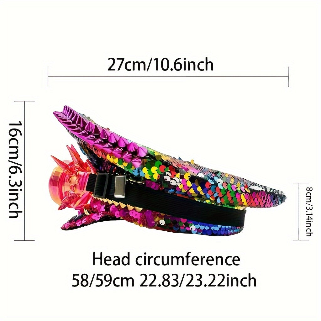 HONGLUAN Steampunk Rhinestone Captain Hat with Goggles