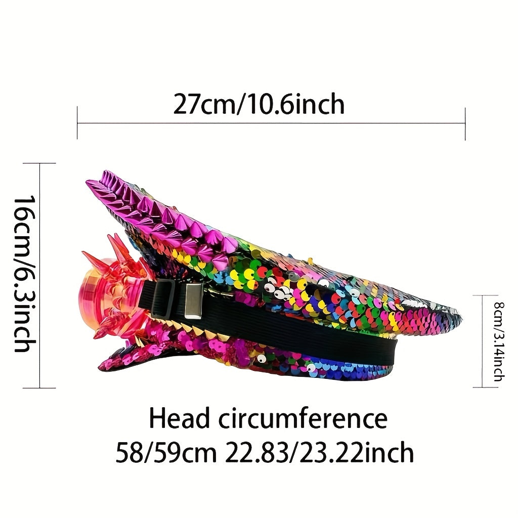 HONGLUAN Steampunk Rhinestone Captain Hat with Goggles