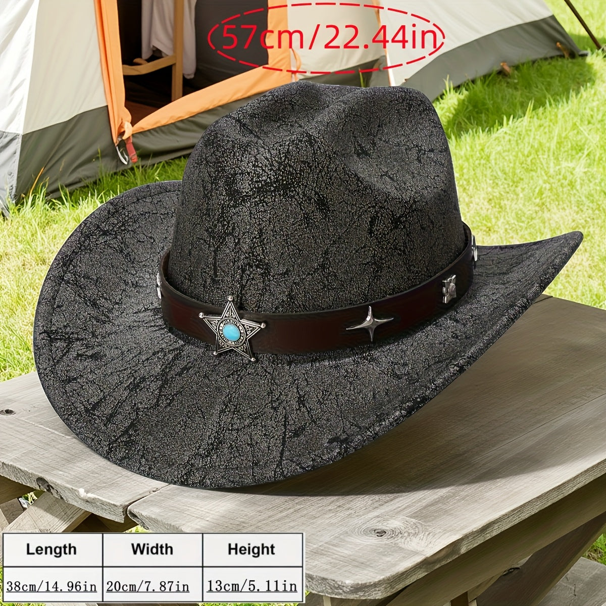 Leather Texture Retro Felt Hat Cowboy Hat