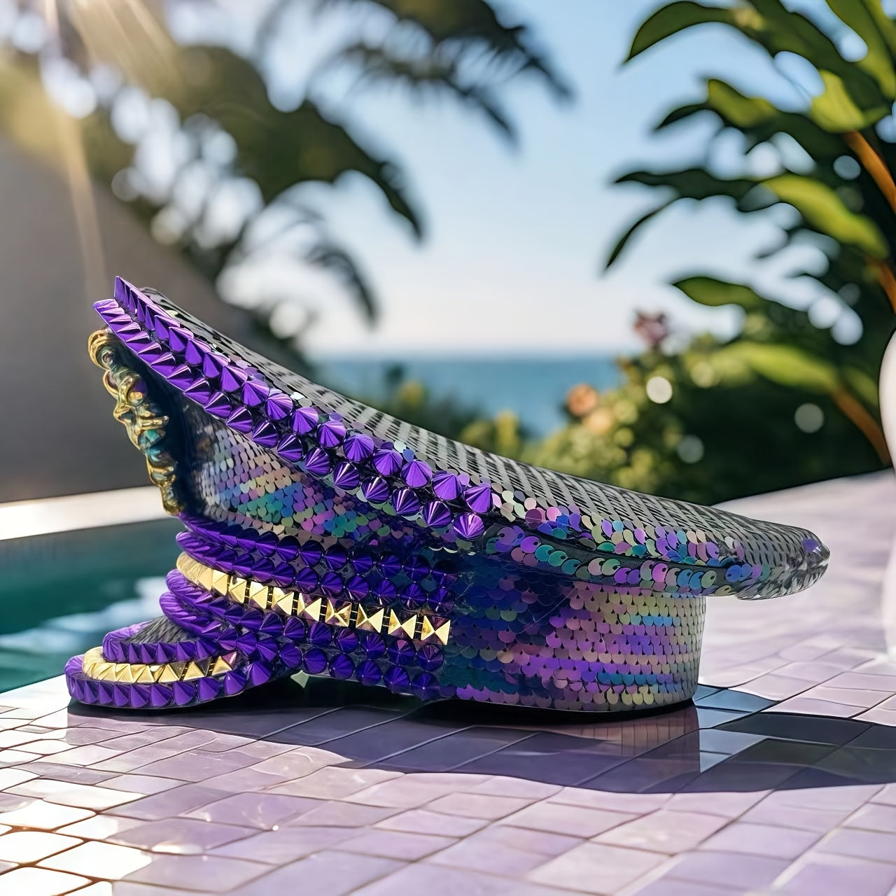 Steampunk Purple Glitter Captain Hat