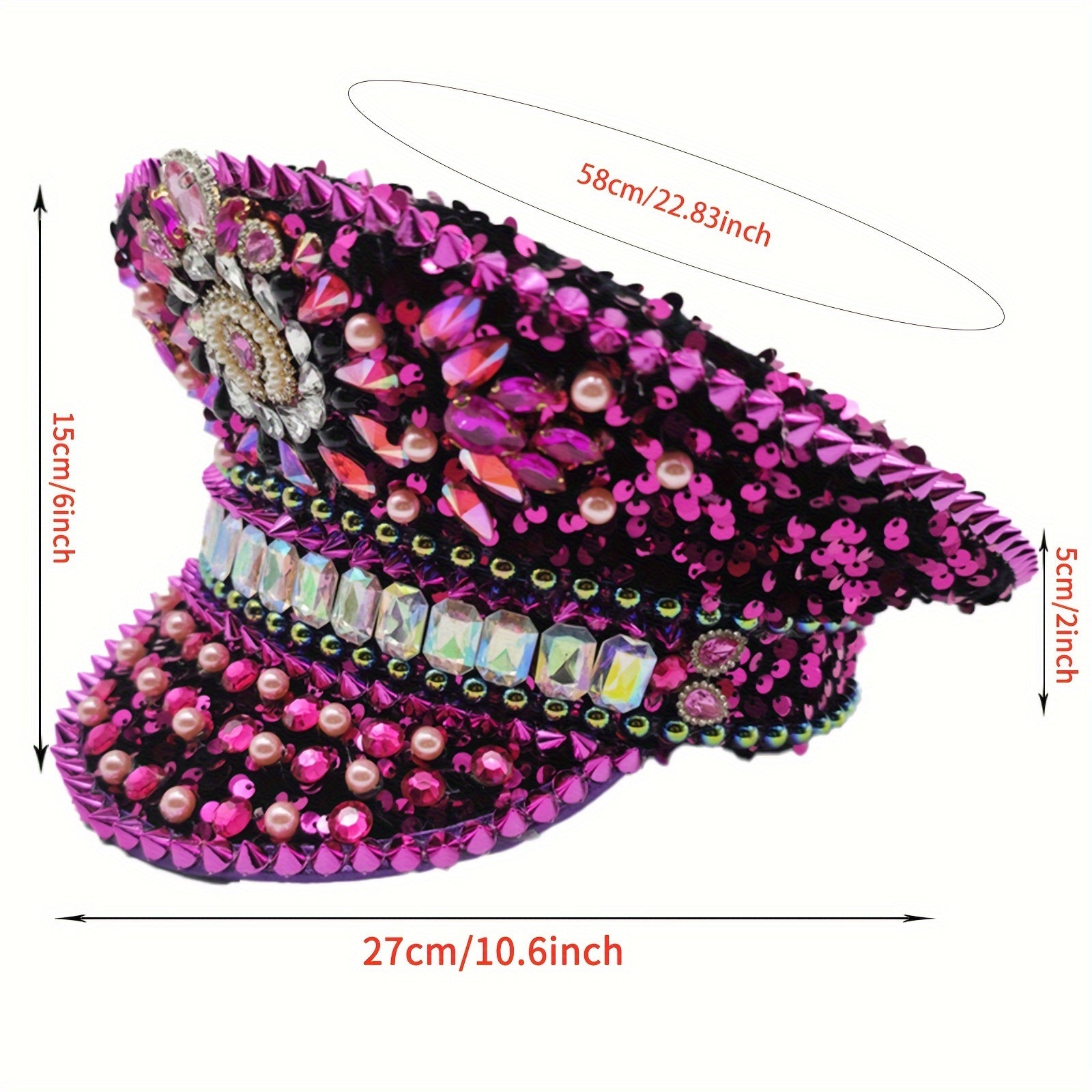 Luxurious Colorful Sequin Captain Hat