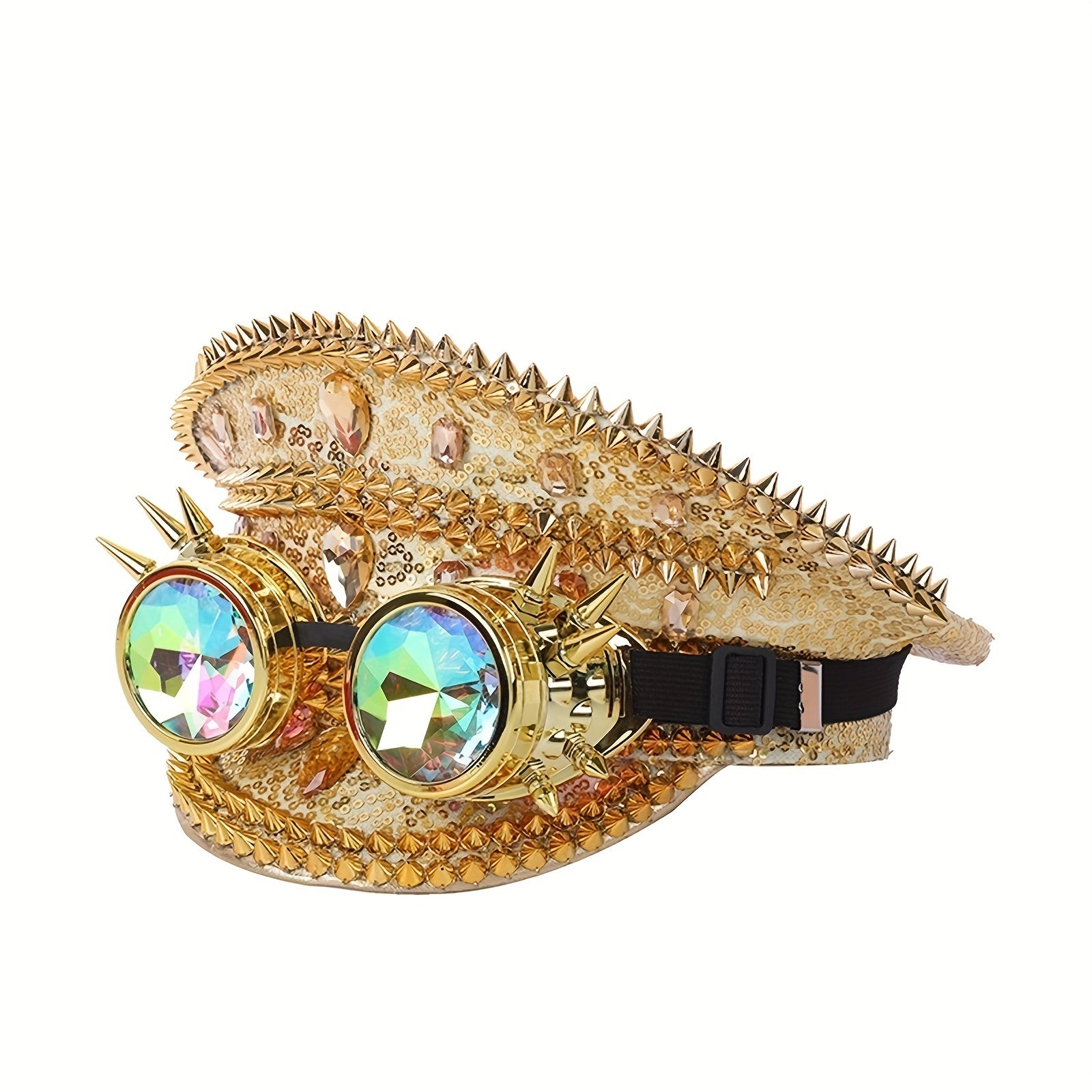 Shiny Steampunk Hat With Rivets, Goggles