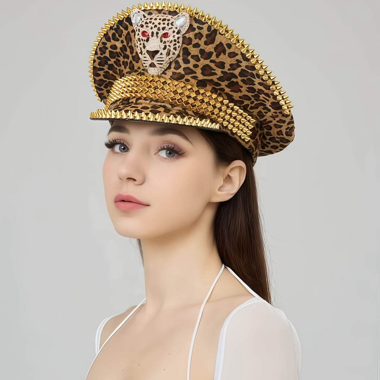 Leopard Print Captain Hat