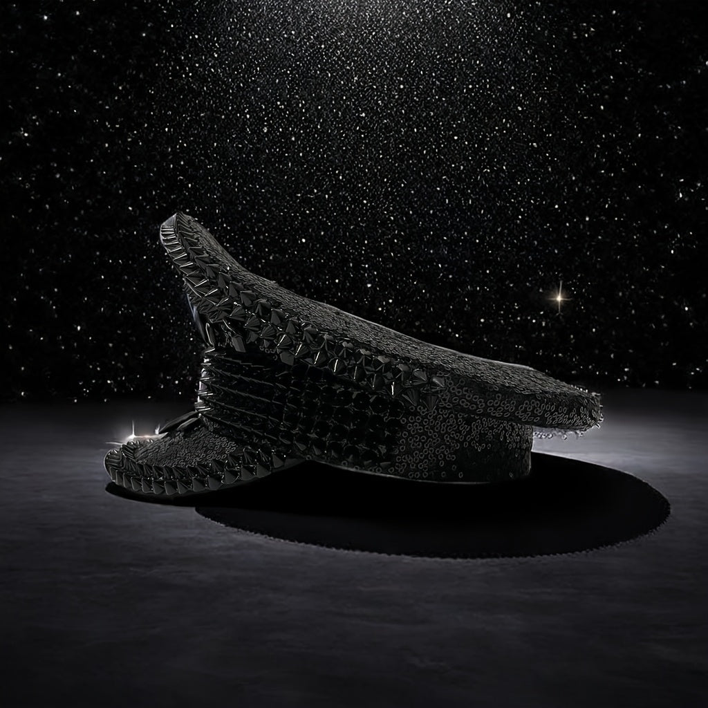 Luxury Rhinestone Punk Rivet Captain Hat