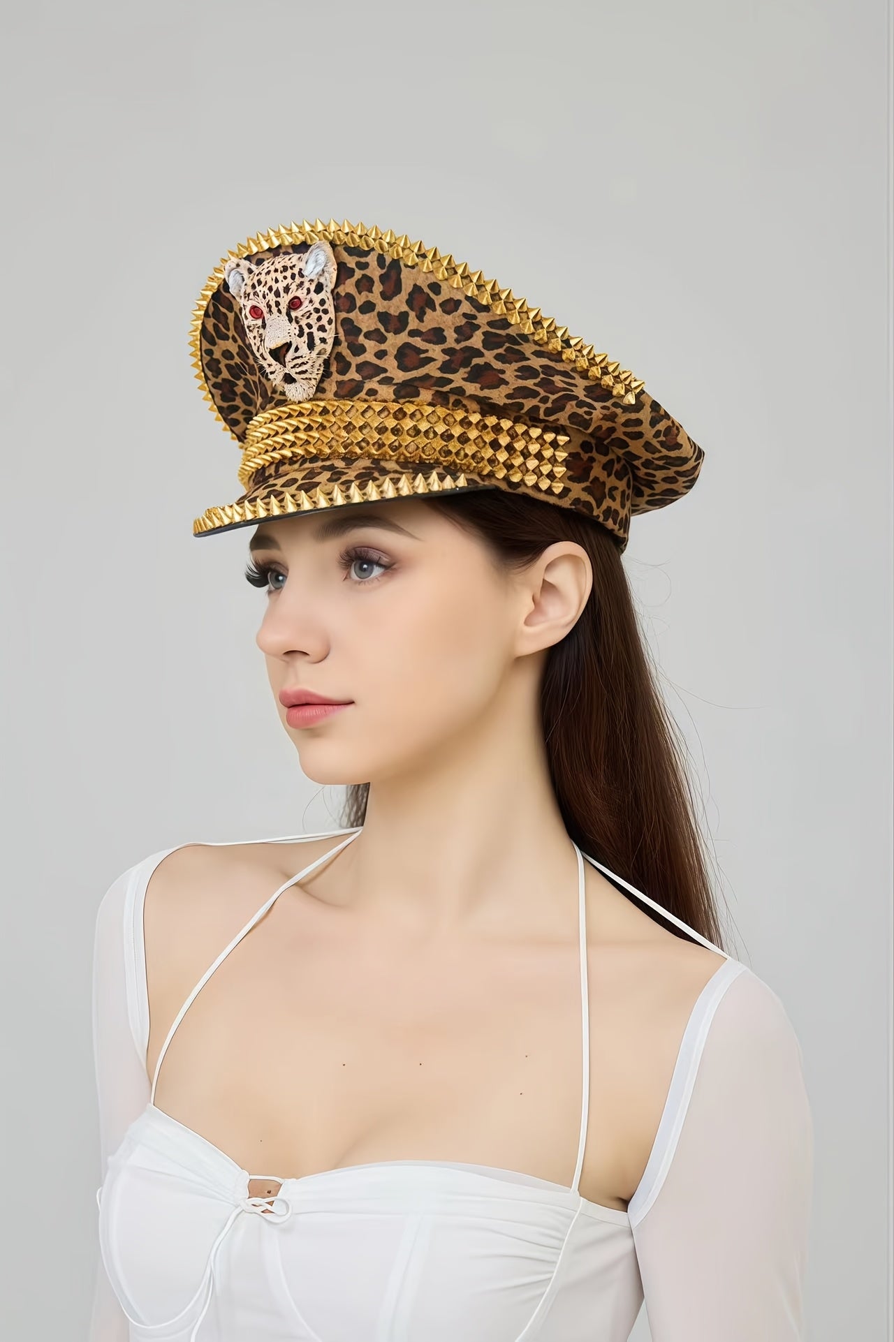 Leopard Print Captain Hat