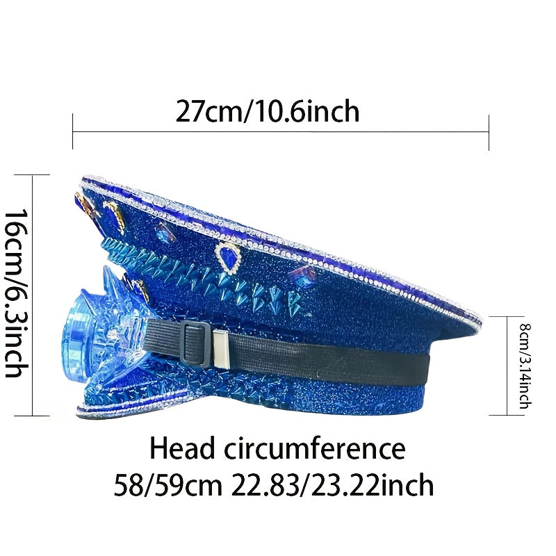 HONGLUAN Rhinestone-Studded Steampunk Captain Hat