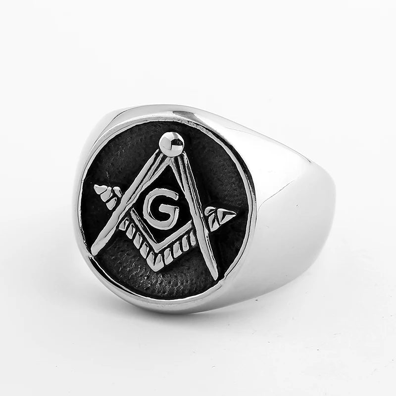 Retro Golden Masonic Freemasonry  Ring