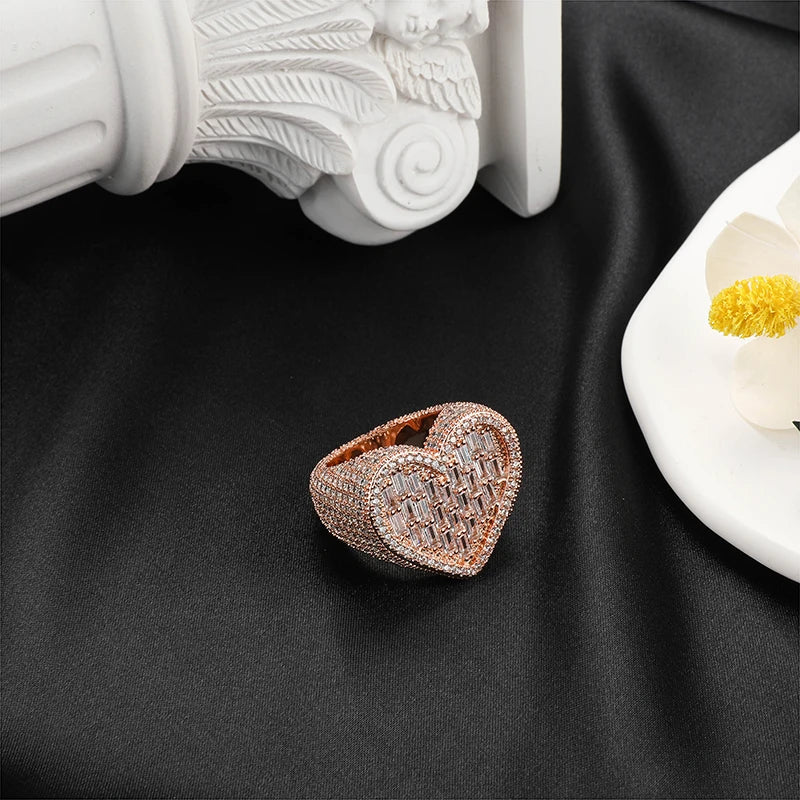 Bling Charm Heart Baguette Ring